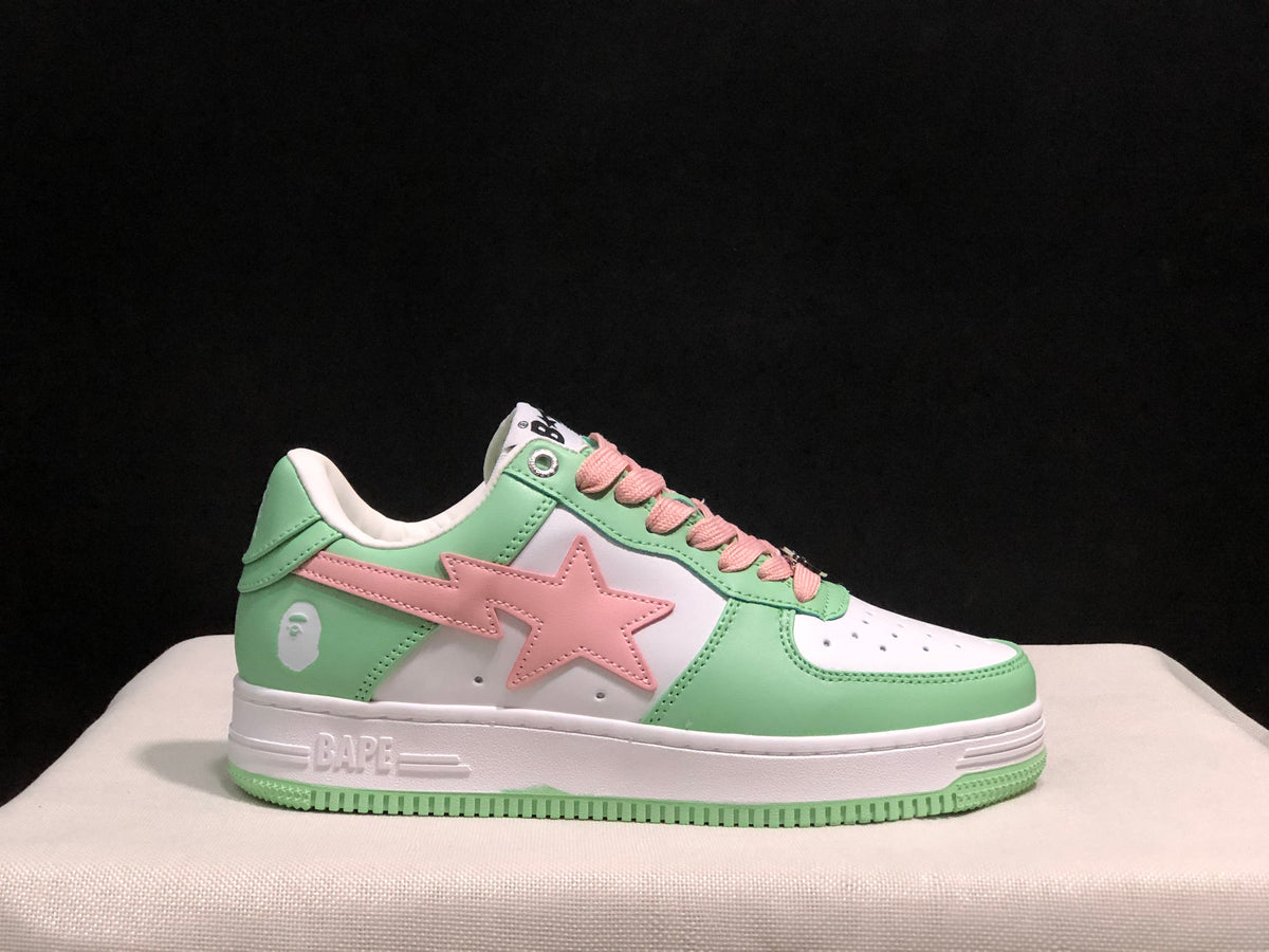 BAPE Bape Sta Low-Top Sneakers Mint Green and Pink