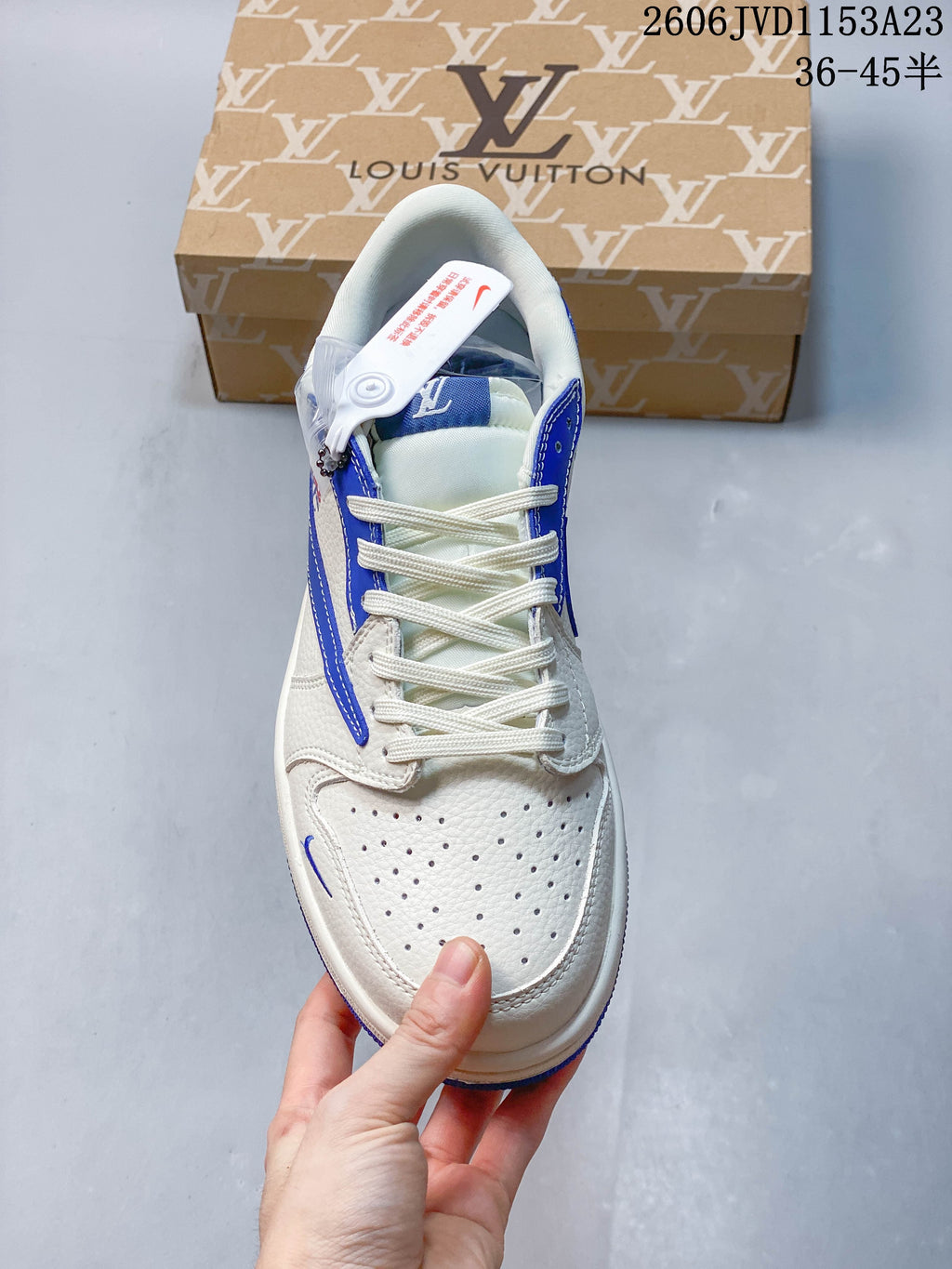 Air Jordan 1 Low Fragment Travis Scott White Blue Sneakers