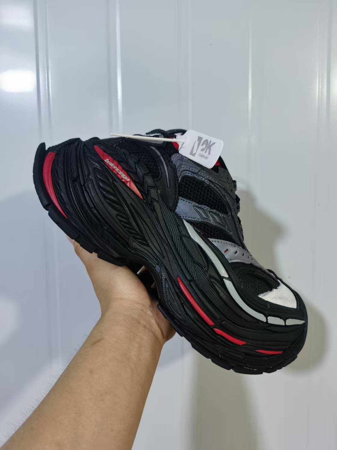 0325 Black and Red Mesh Platform Sneakers