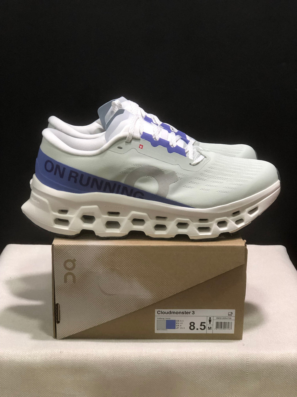 On Cloudmonster 3 Running Shoes White Blue