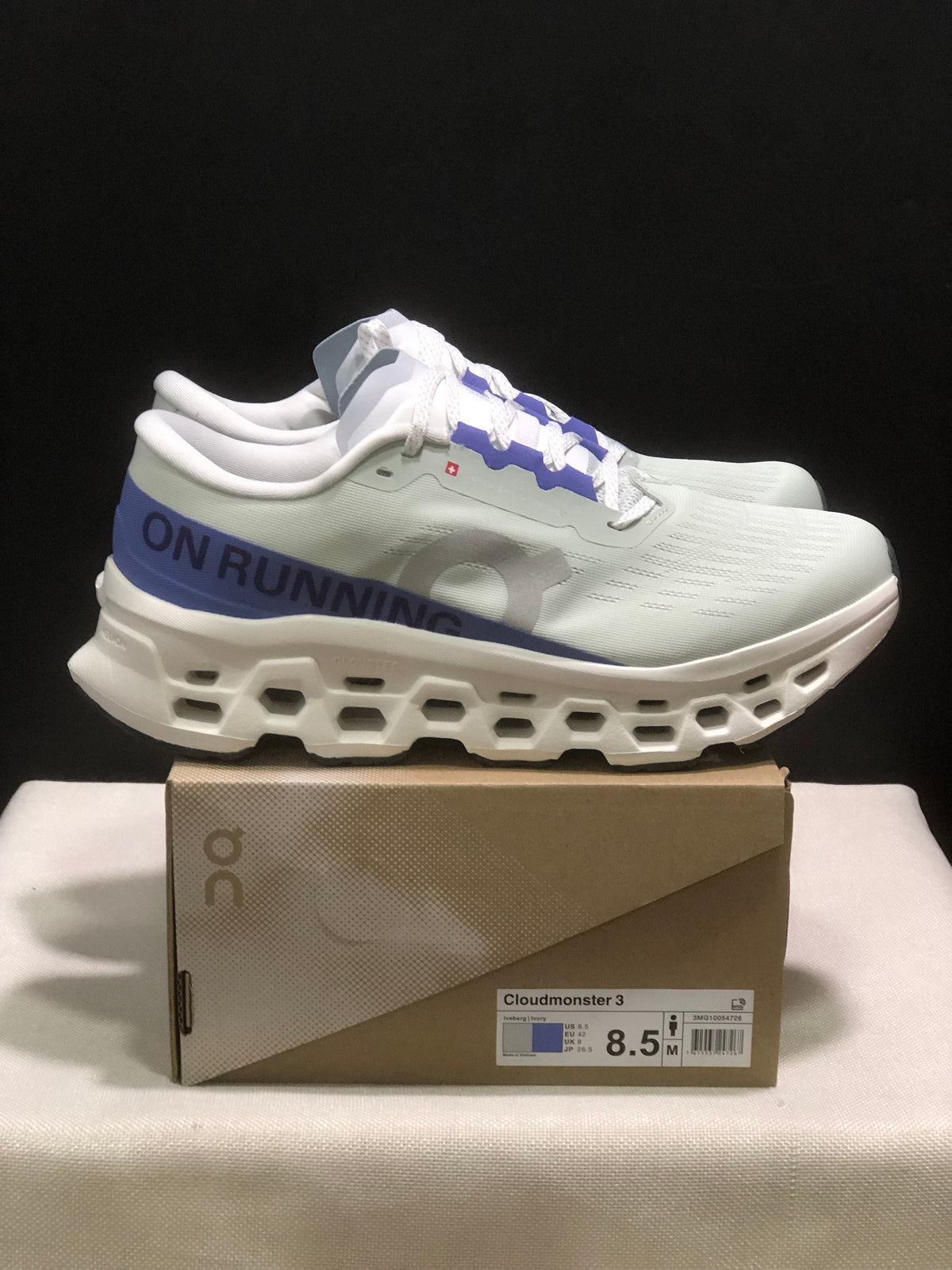 On Cloudmonster 3 Running Shoes White Blue
