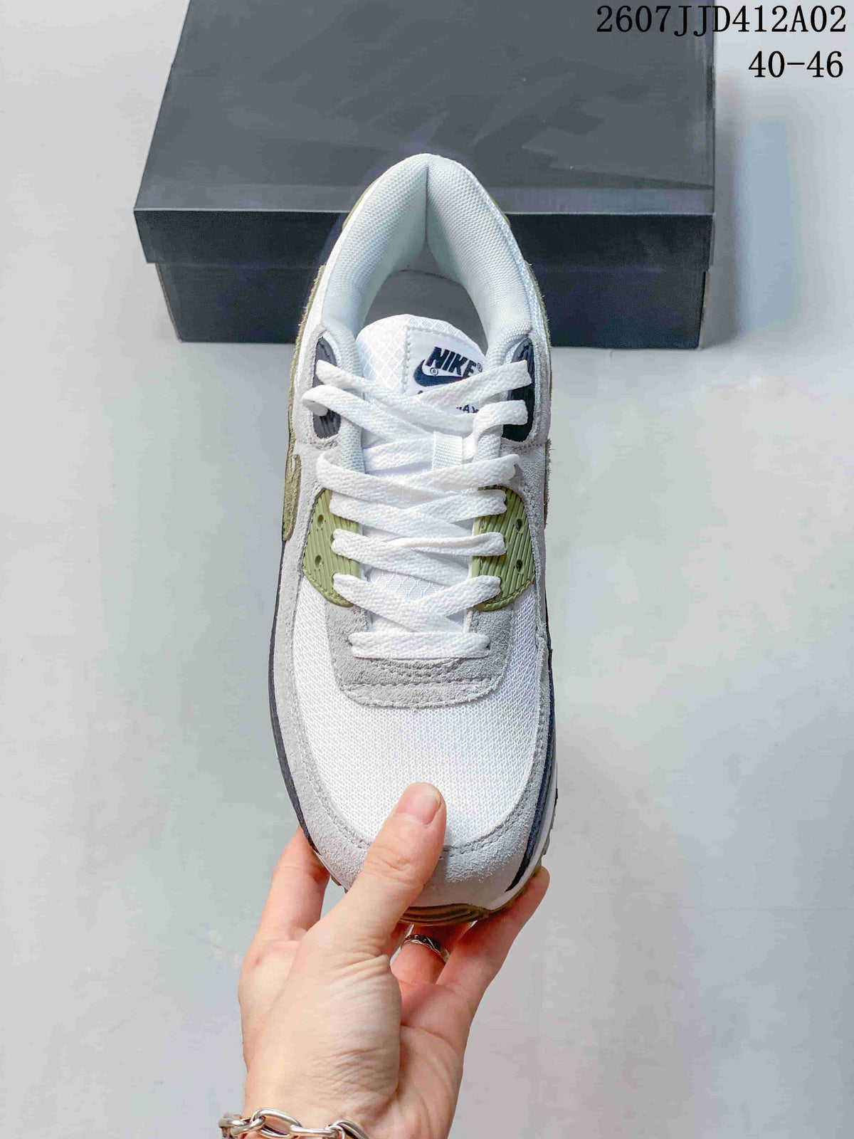 Nike Air Max 90 Retro Sneakers in White and Olive