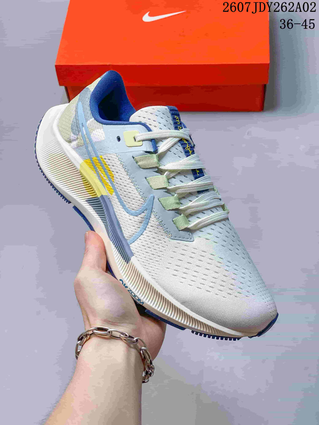 Nike Pegasus 38 Running Shoes in White, Blue and Green