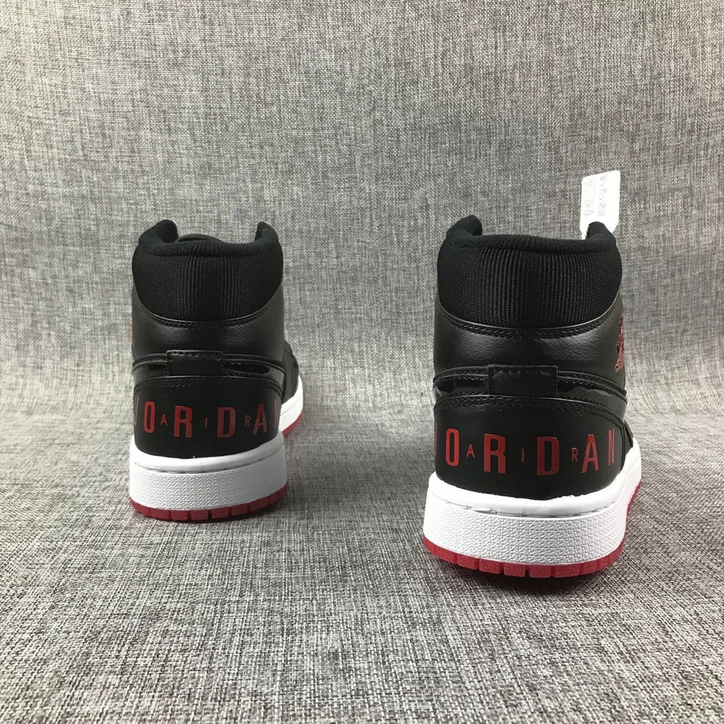 Air Jordan 1 Mid Black Red White High-Top Sneakers