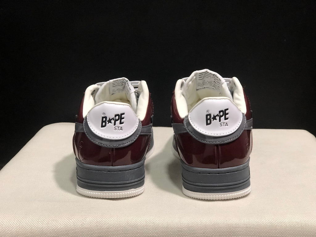 BAPE STA Low-Top Sneakers Burgundy White Gray