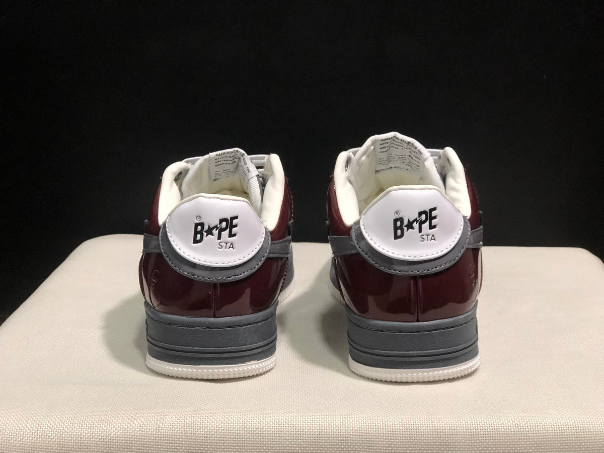 BAPE STA Low-Top Sneakers Burgundy White Gray