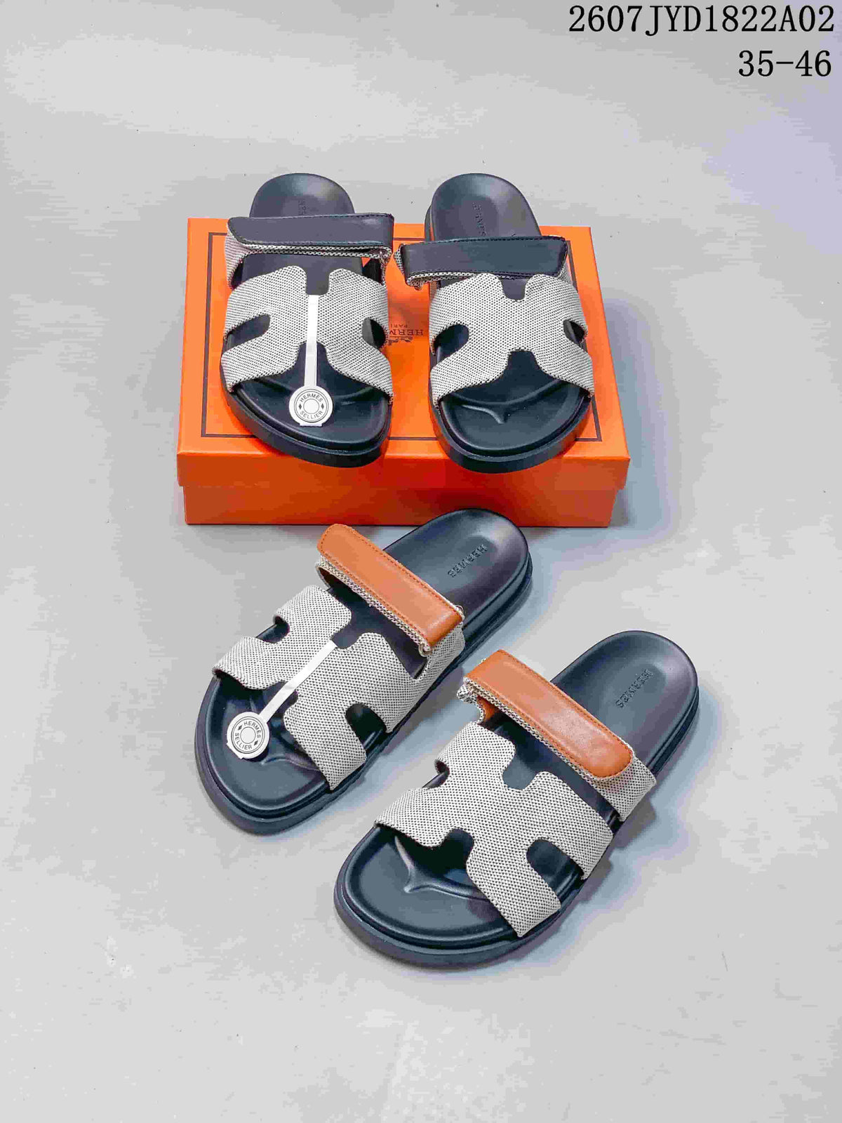 Hermès Kazimir Woven-Strap Slide Sandals