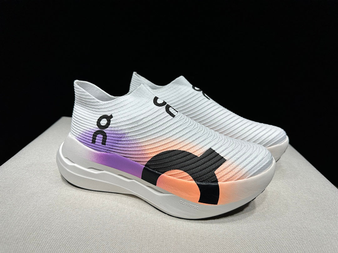 On Cloudboom Strike LS White Purple Running Shoes