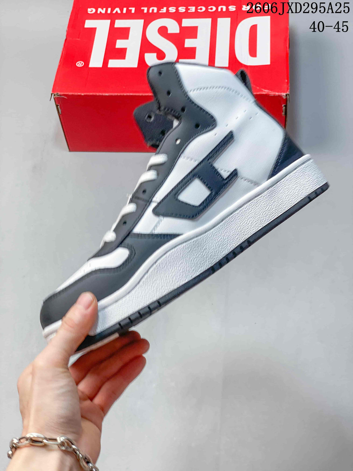 Diesel S-Ukiyo High-Top Sneakers White and Dark Gray Y03363