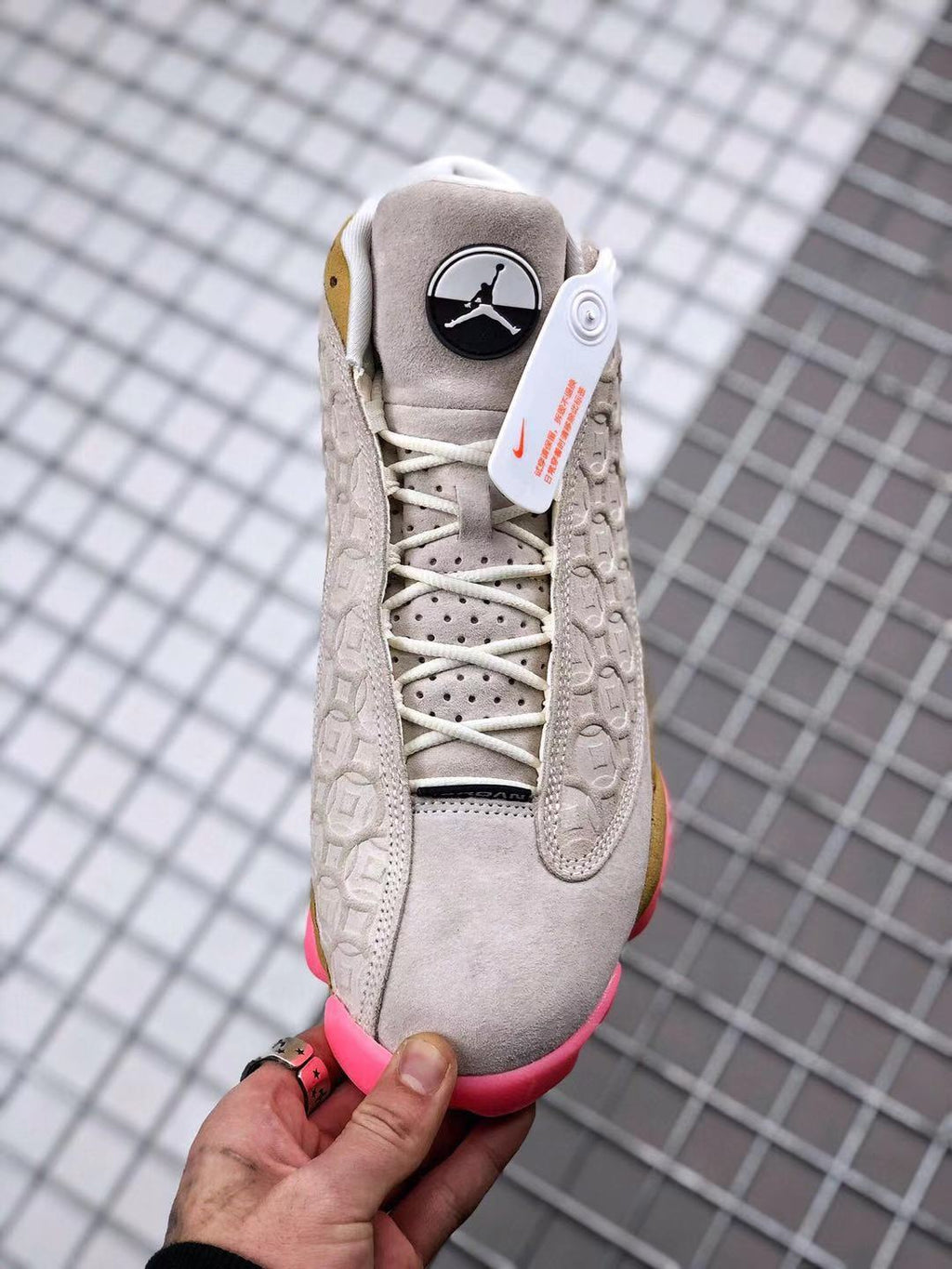 Air Jordan 13 CNY Sneakers in White, Gold and Pink