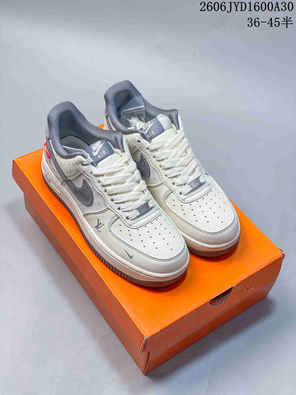 Nike Air Force 1 '07 Low Cream Gray Pattern Sneakers