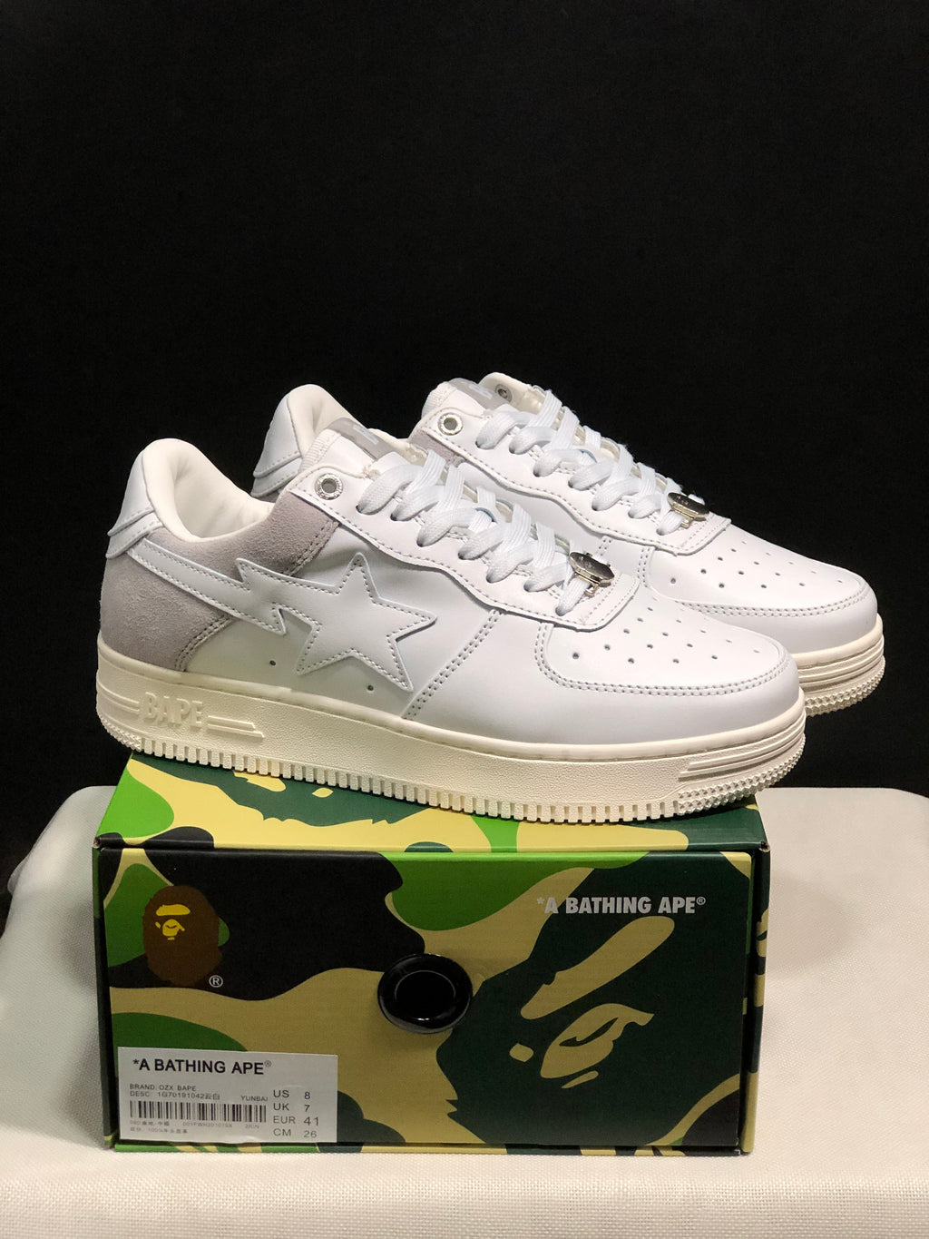BAPE Sta Low-Top Sneakers White Beige Gray