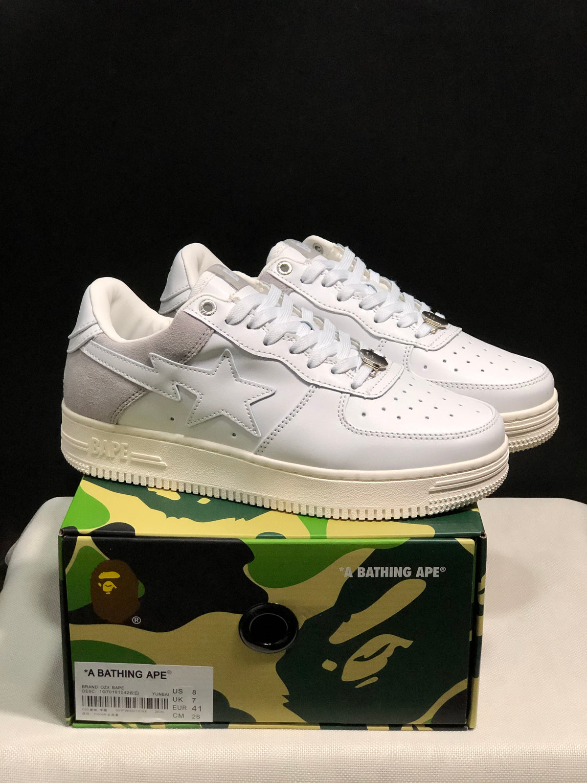 BAPE Sta Low-Top Sneakers White Beige Gray