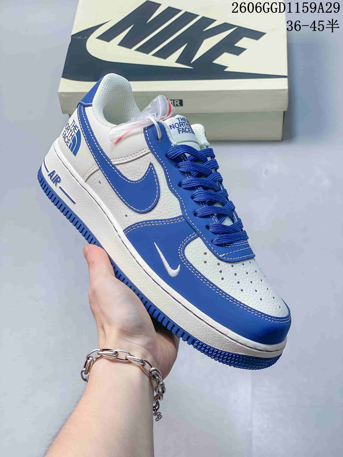 Nike Air Force 1 Low White and Blue Sneakers