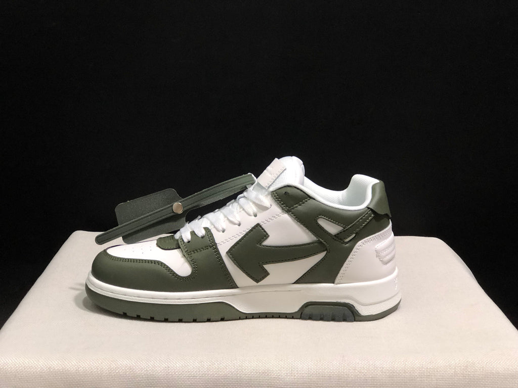 OFF-WHITE Out Of Office Low-Top Sneakers White Olive