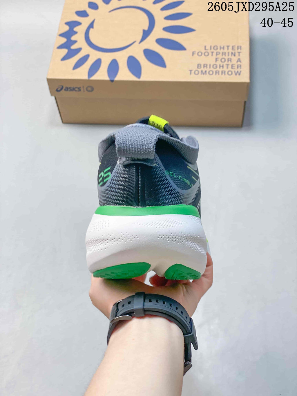ASICS Running Shoes, Dark Gray and Lime Green