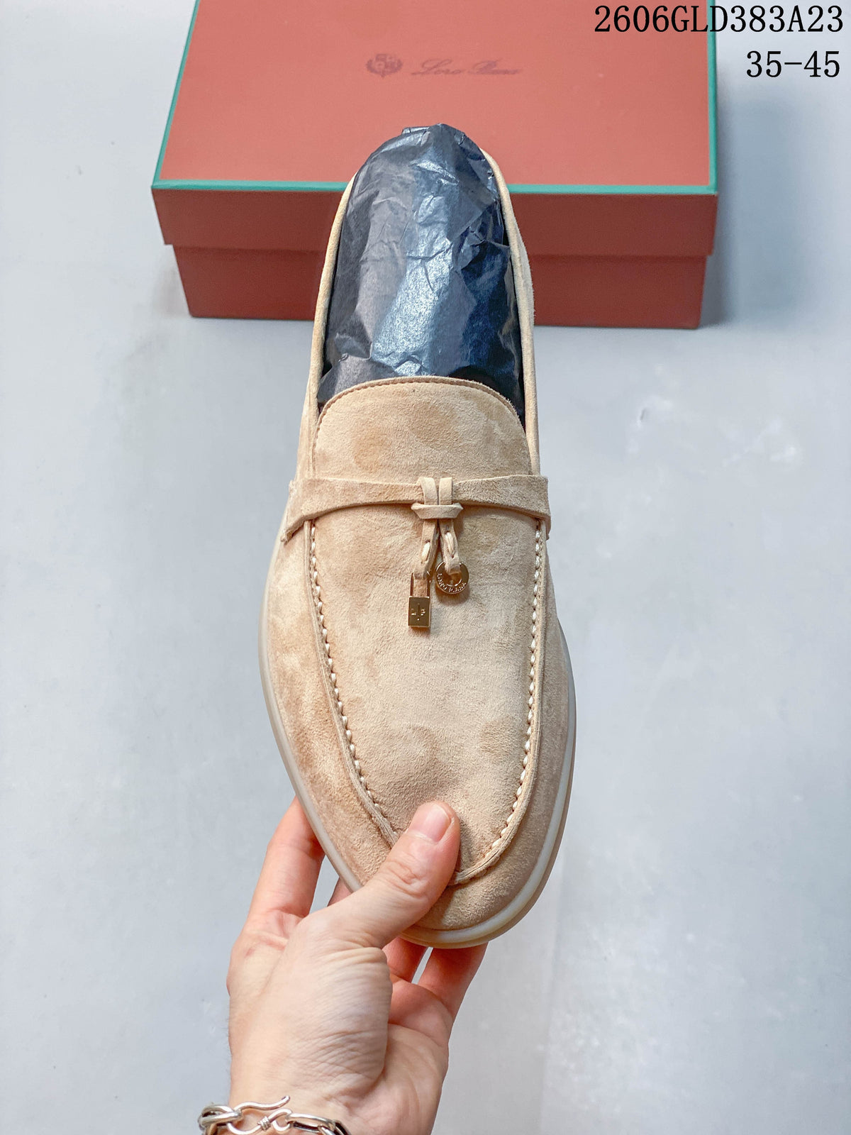 Loro Piana Suede Lock-Detail Loafers in Beige