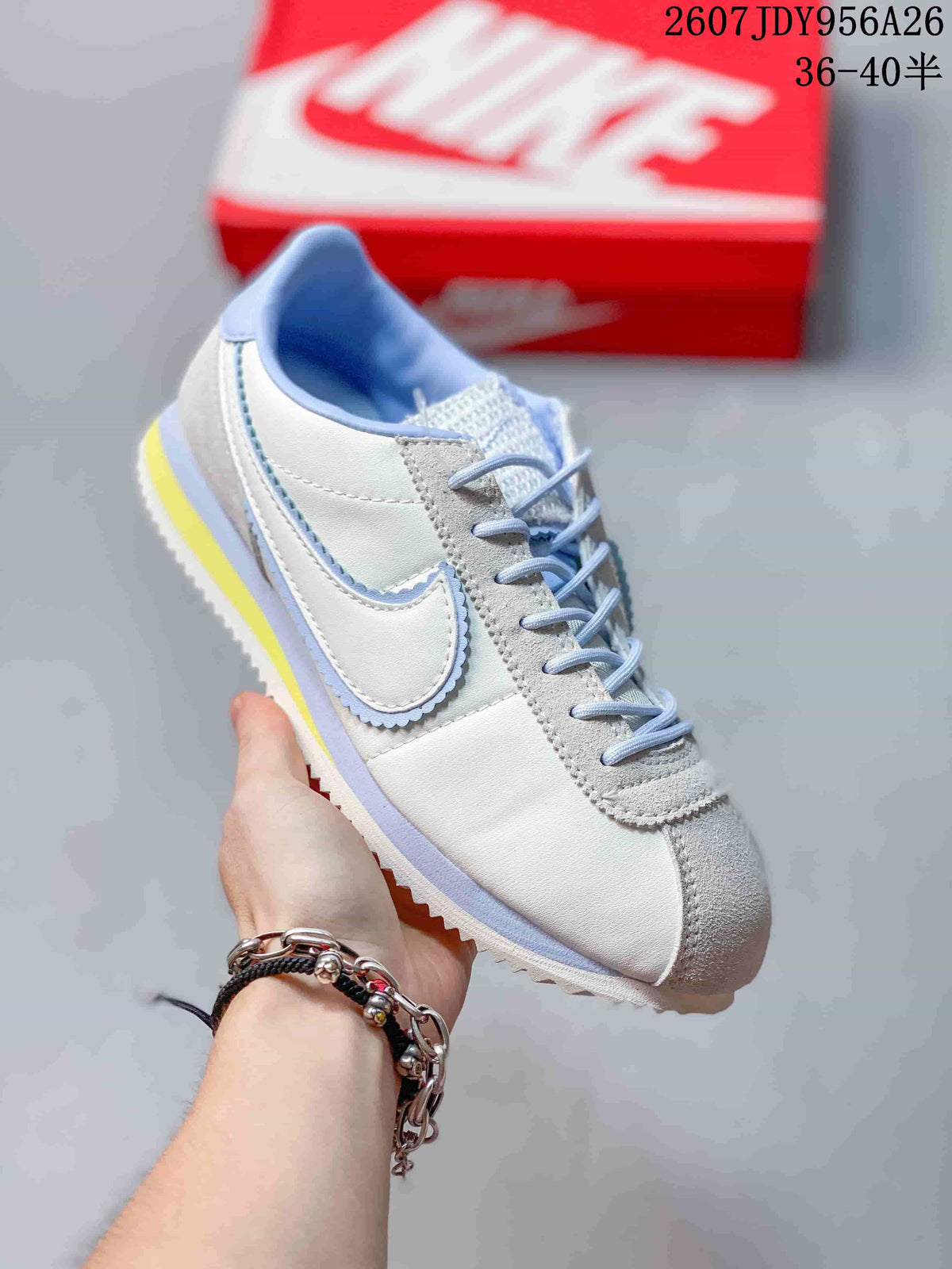 Nike Classic Cortez Sneakers White Light Blue Yellow IR13