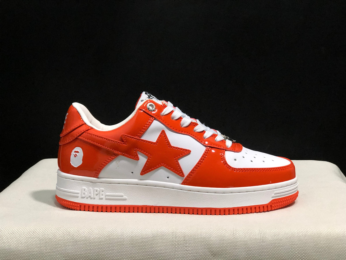 BAPE Sta Low-Top Sneakers White and Orange