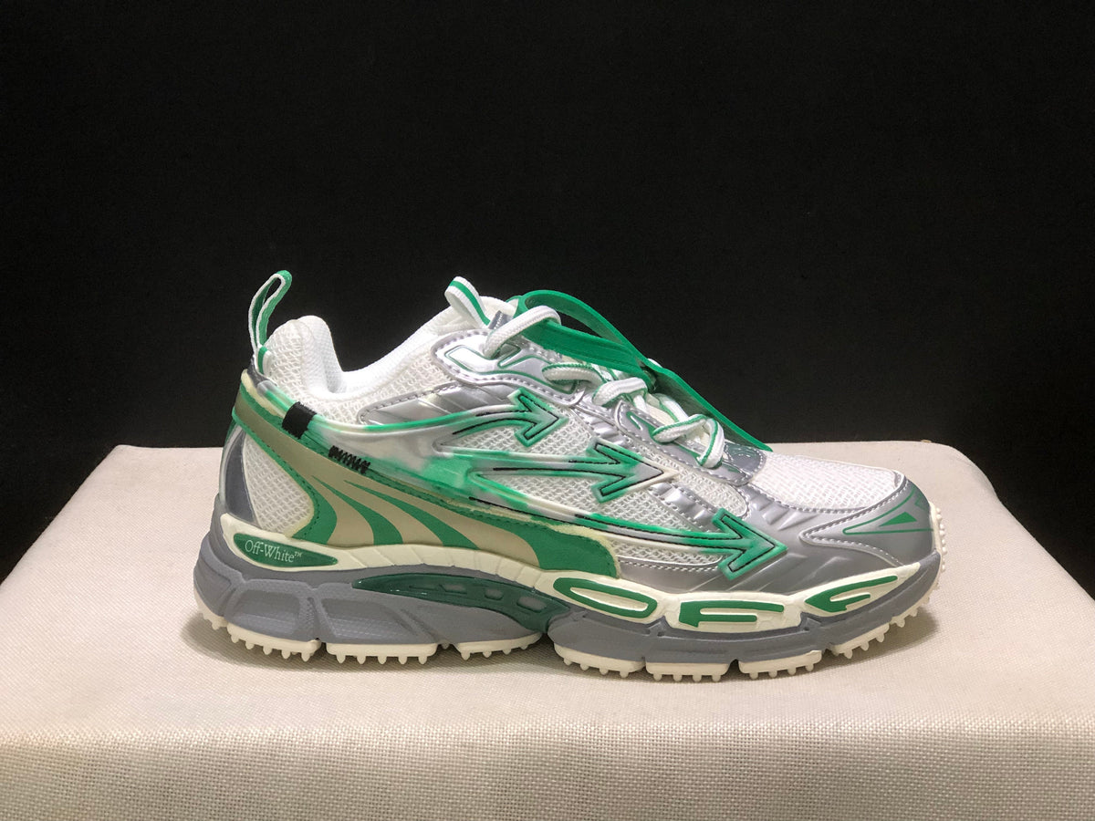 OFF-WHITE Be Right Back Sneakers White Silver Green