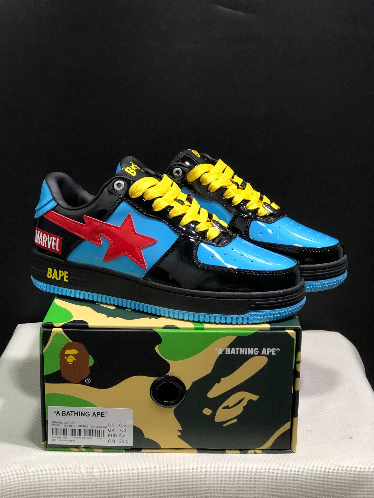 BAPE Bape Sta Low-Top Sneakers Black Blue Red