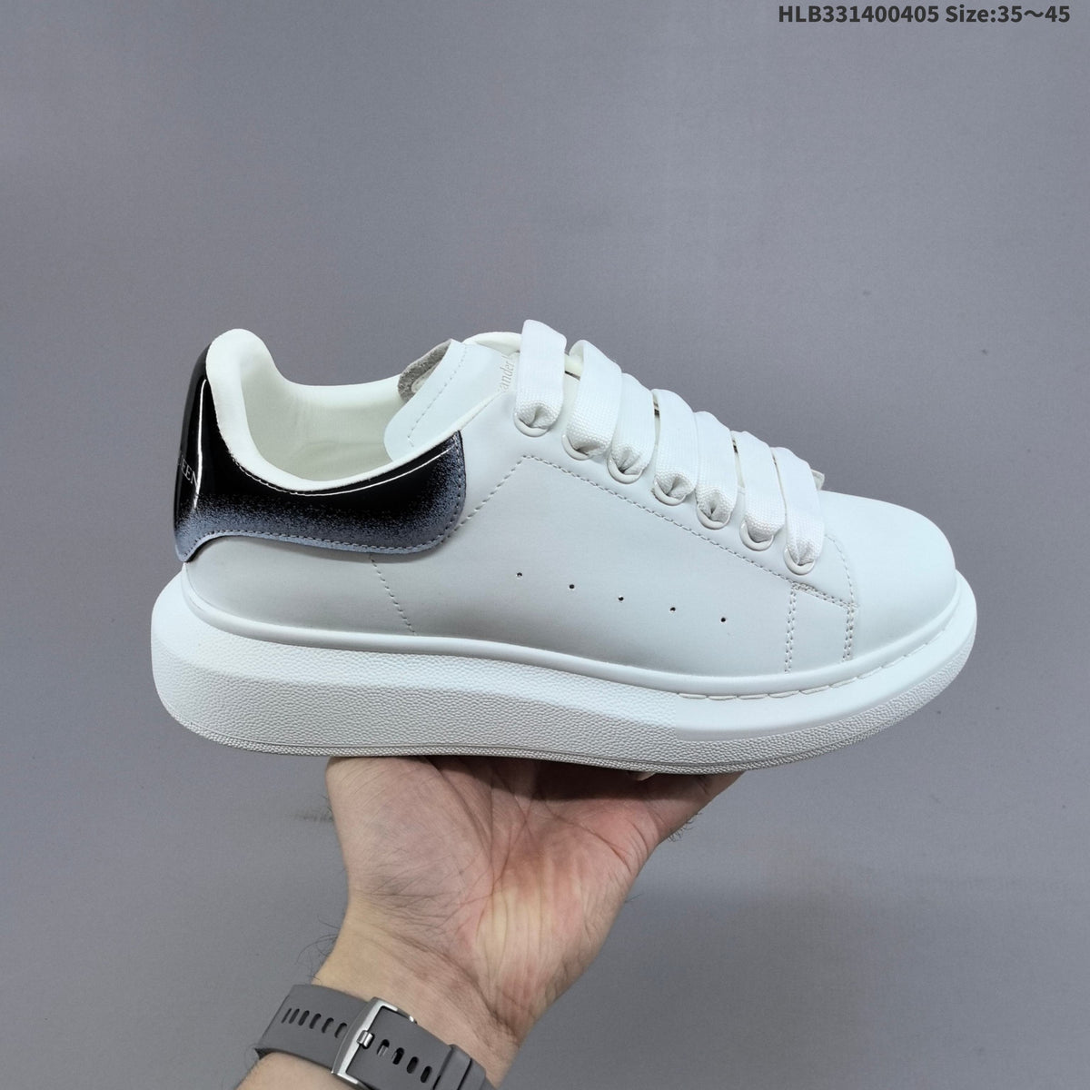 Alexander McQueen Oversized Low-Top Sneakers, Black and Gold, HLB331400405
