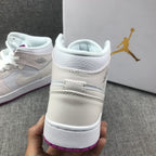 Jordan 1 Mid Grey White Fuchsia High-Top Sneakers