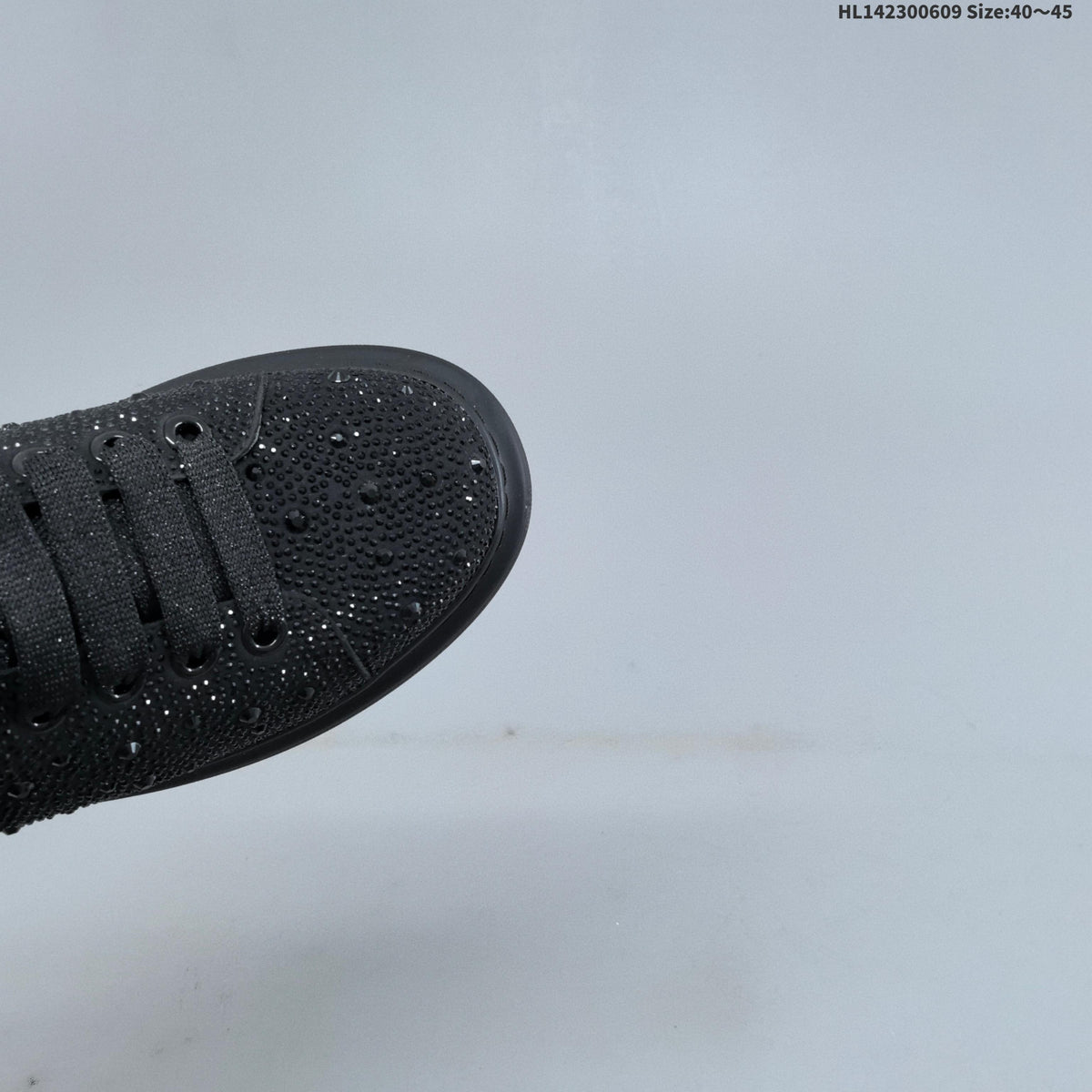 Alexander McQueen Black Crystal-Embellished Leather Sneakers