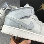 Air Jordan 1 Mid Sneakers in White and Grey