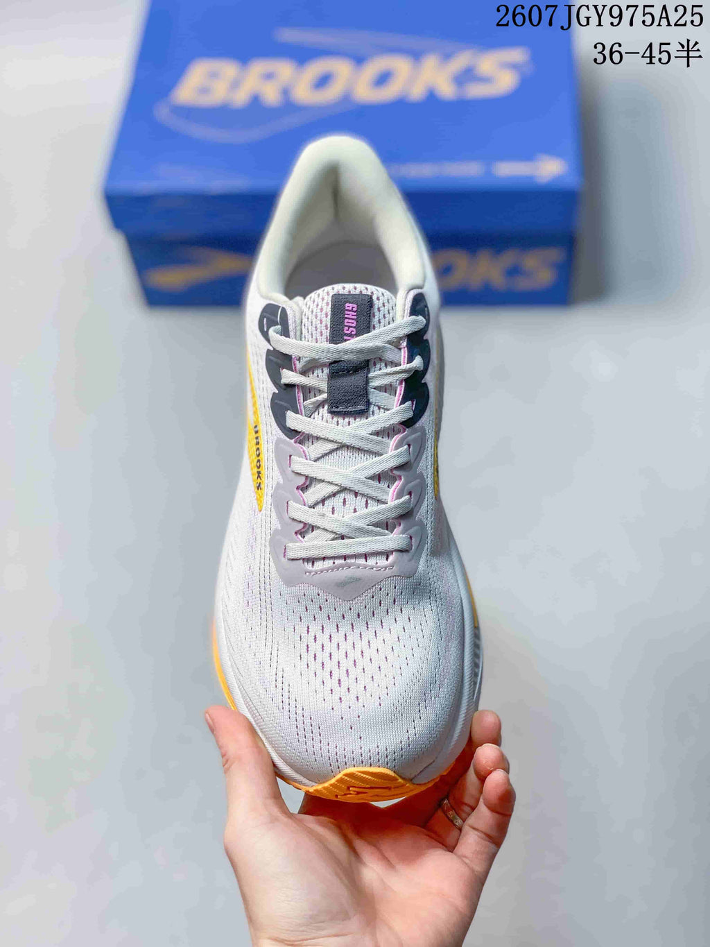 Brooks Ghost 17 Running Sneakers White Yellow Pink JGY975A25