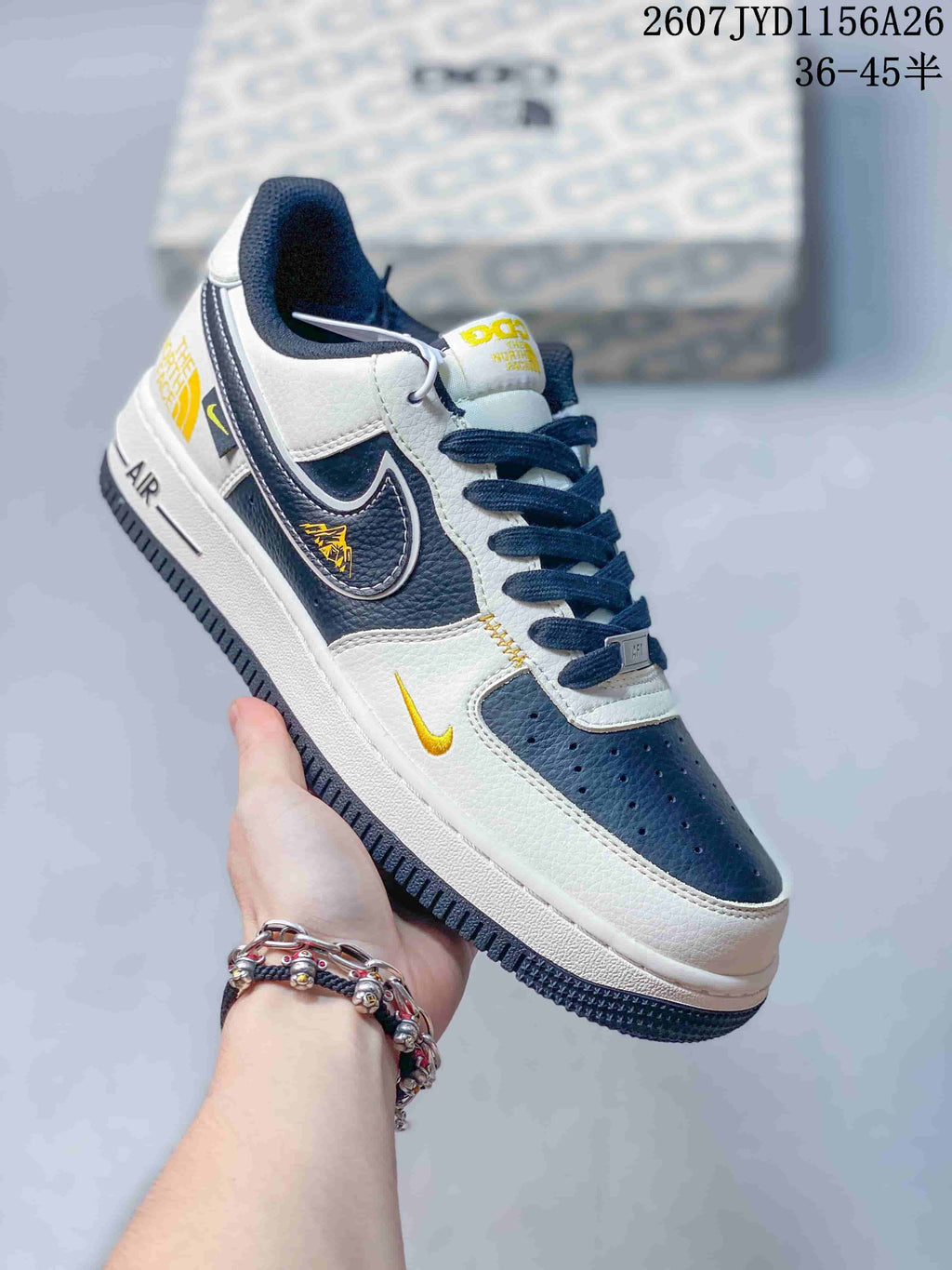 Nike Air Force 1 Low White Navy Yellow Sneakers