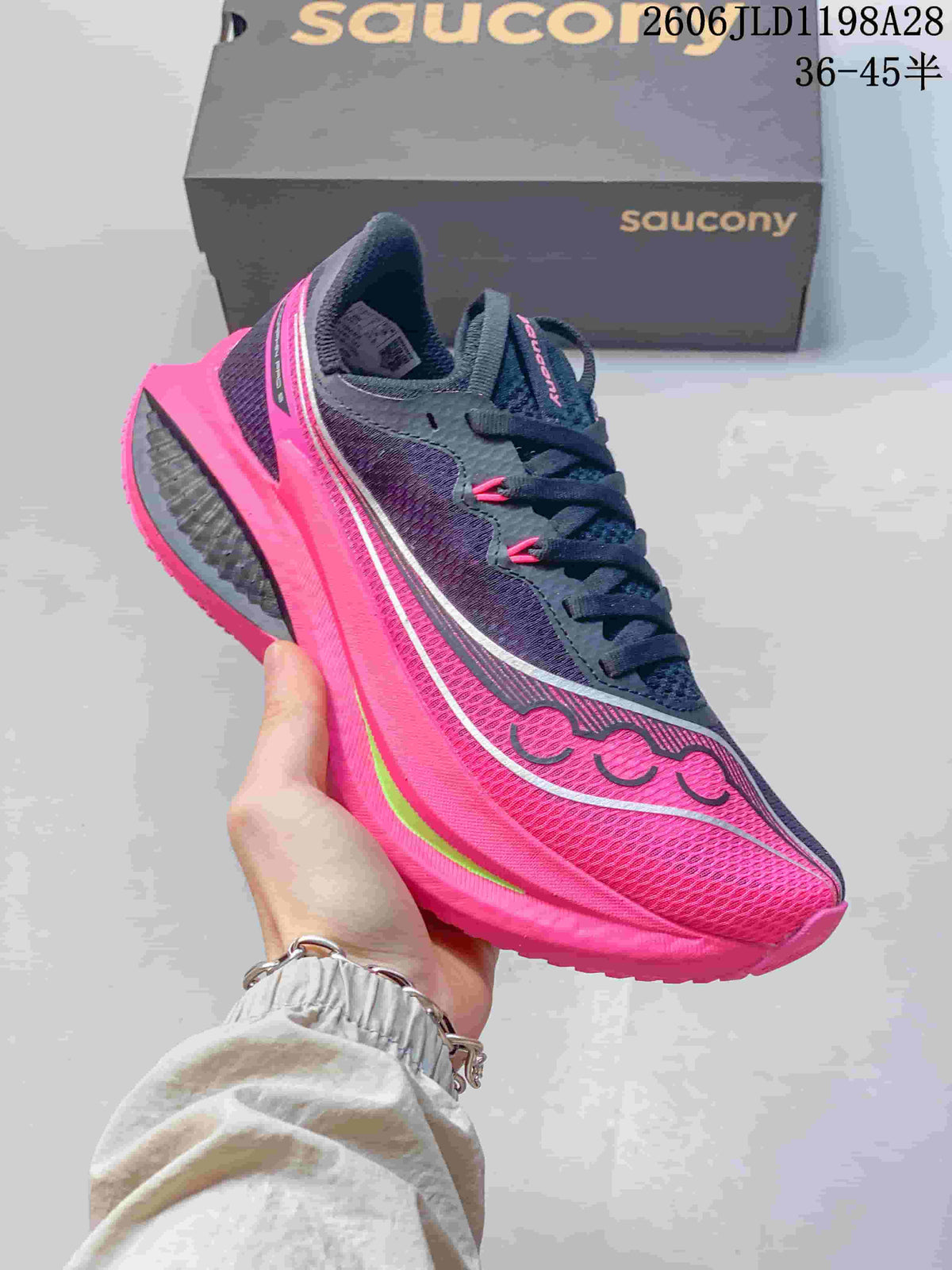 Saucony Endorphin Speed 5 Running Shoes, Navy and Pink