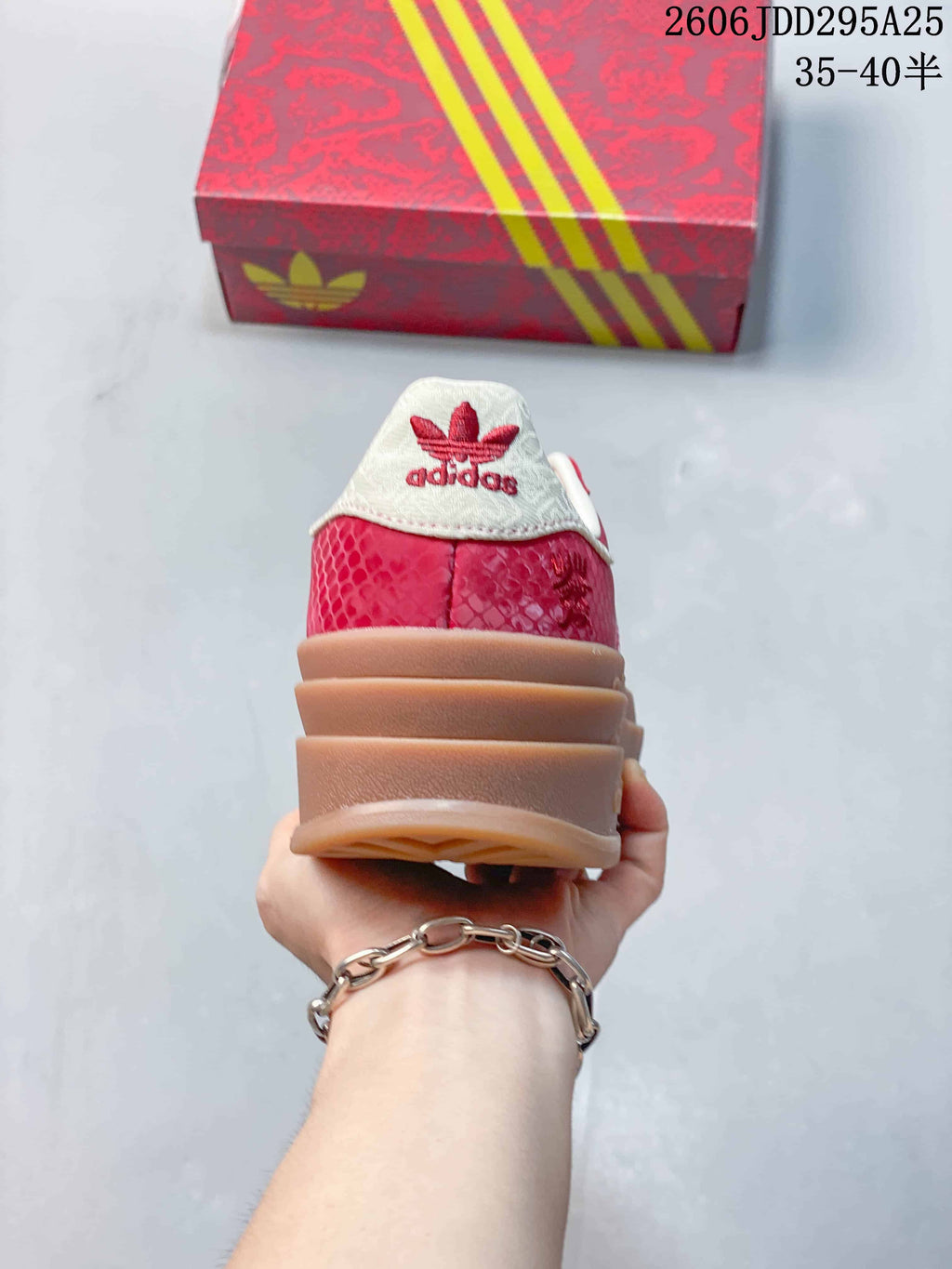 Adidas Gazelle Platform Sneakers Red and White