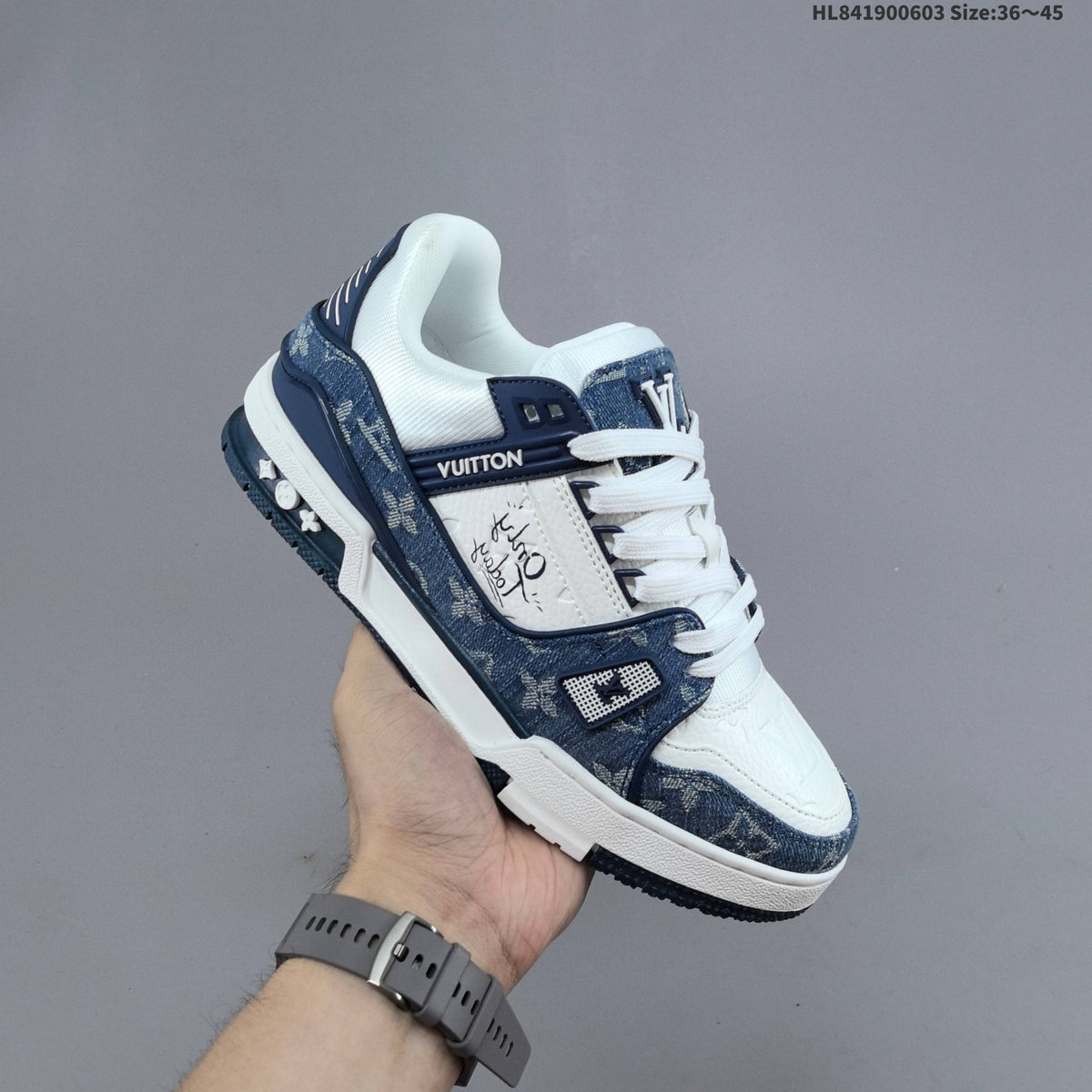Louis Vuitton Low-Top Sneakers in Black or Blue and White