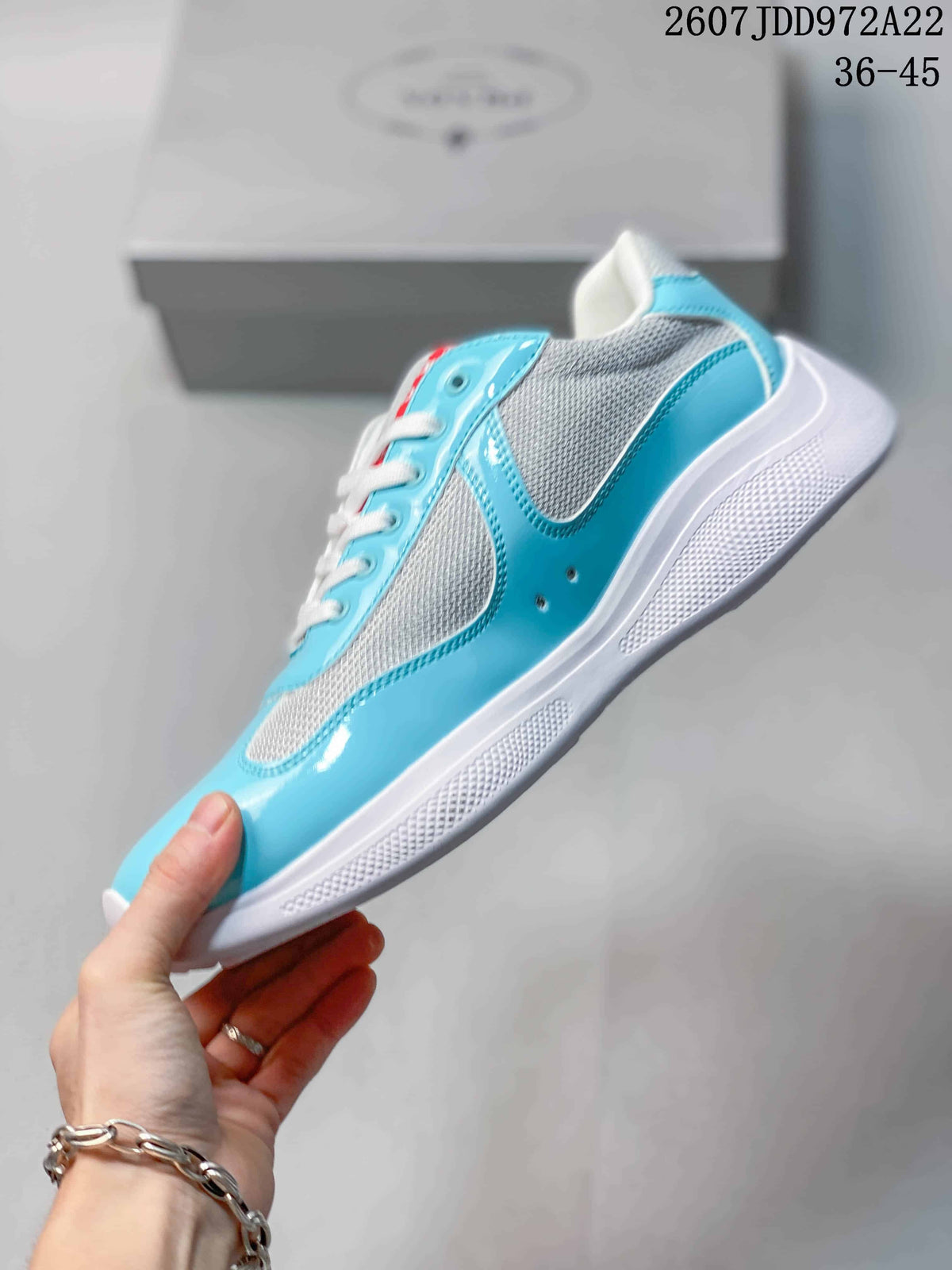 Prada America's Cup Low-Top Sneakers Turquoise White 2607JDD972A22