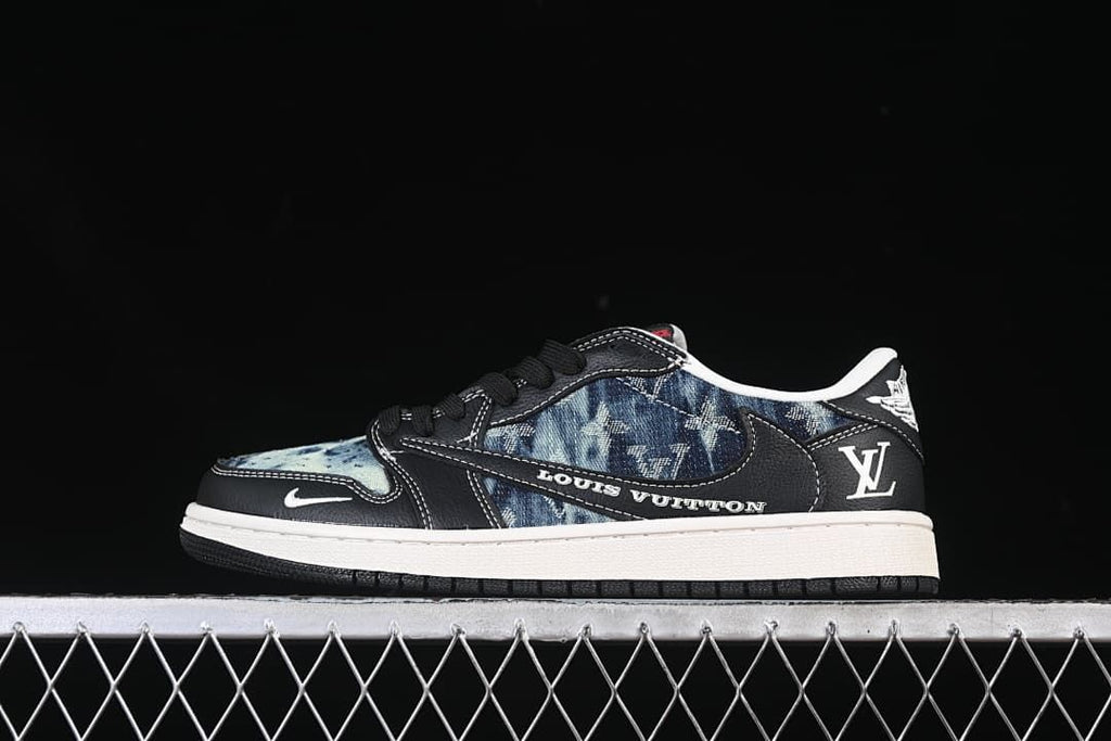 Travis Scott x Fragment Air Jordan 1 Low Denim Sneakers