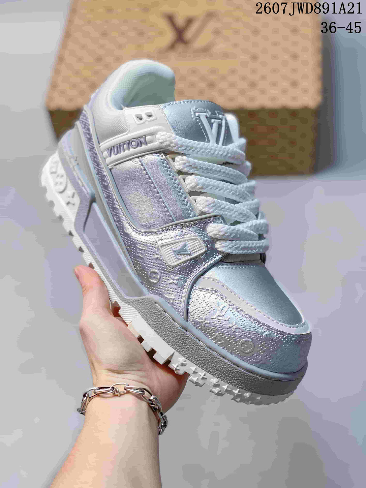 Louis Vuitton Trainer Maxi Sneakers Silver White 2607TWD891A21
