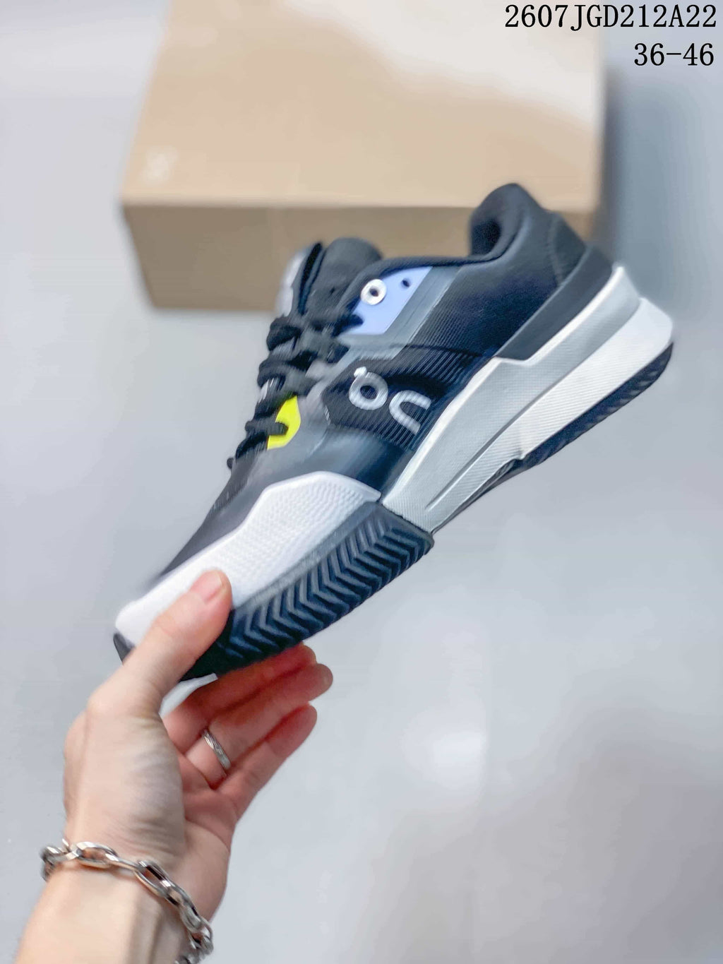 On THE ROGER Pro 2 Tennis Sneakers Black White Yellow