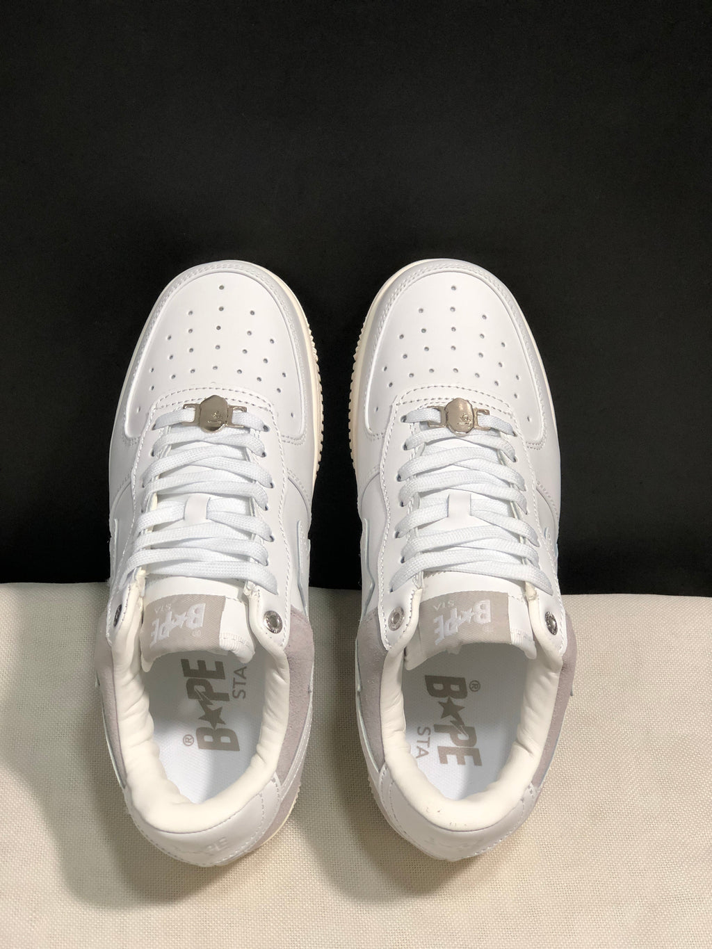 BAPE Sta Low-Top Sneakers White Beige Gray