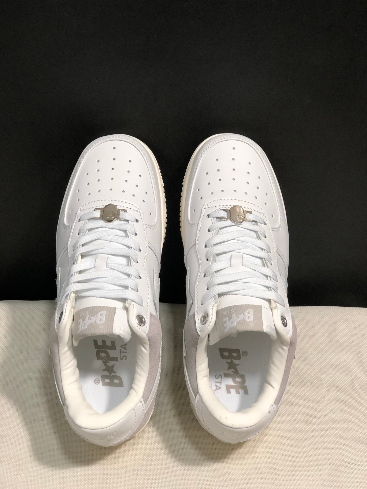 BAPE Sta Low-Top Sneakers White Beige Gray