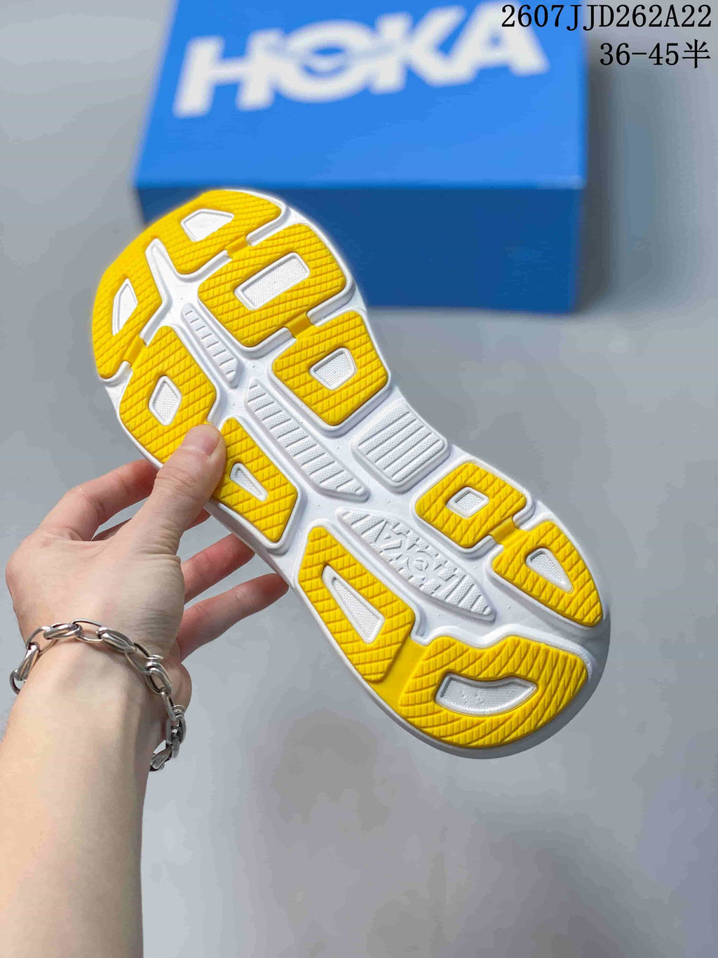 HOKA Bondi 9 White Pink Yellow Running Sneakers