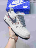 Nike Air Force 1 White Monogram Print Sneakers