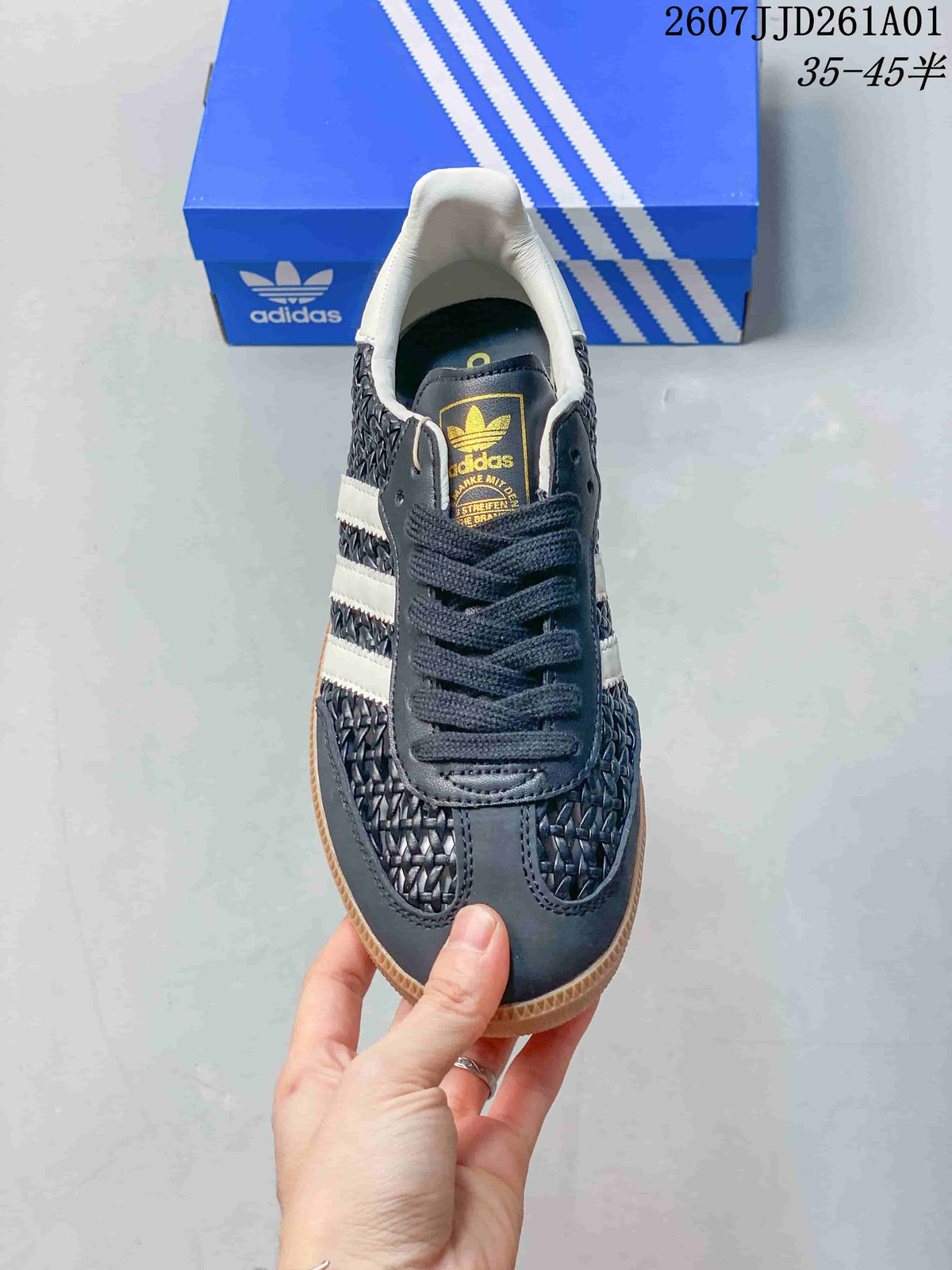 adidas Originals Samba Black Woven-Texture Sneakers 07JJD261A01