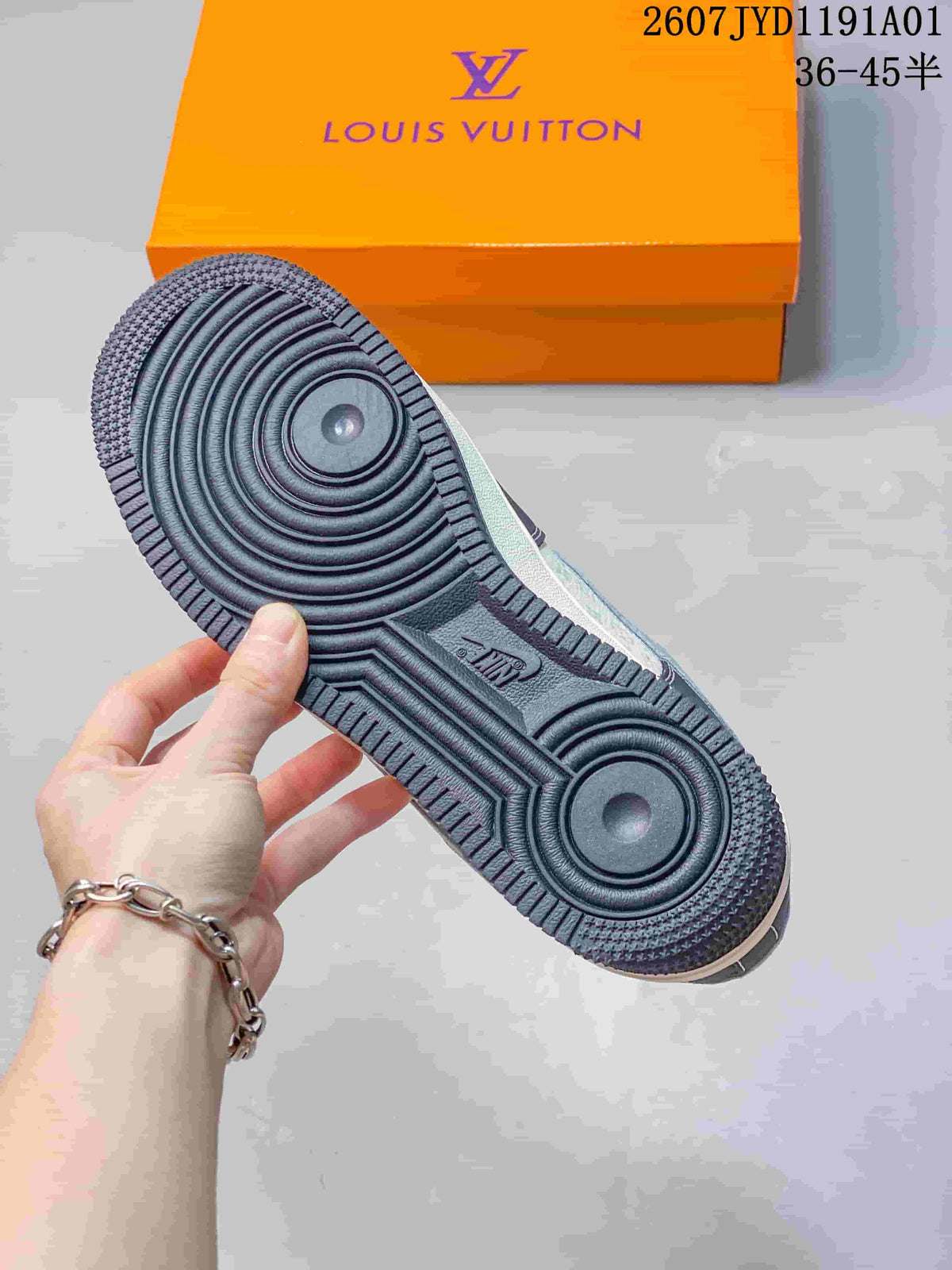Nike Air Force 1 ’07 Low Louis Vuitton-Style Sneakers, Gray