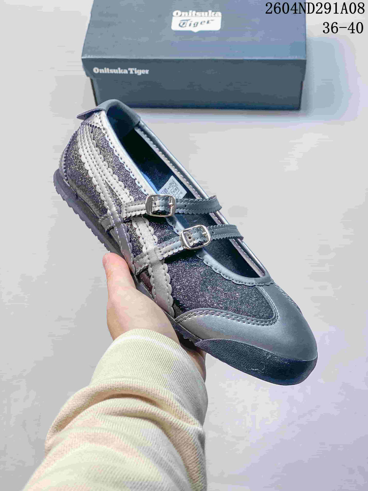 Onitsuka Tiger Mexico 66 TGRS Gray Mary Jane Sneakers