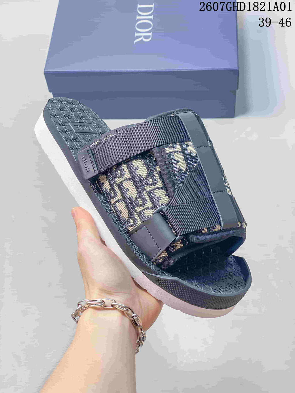 Dior Alpha Oblique Strap Sandals, Grey, 2607GHD1821A01