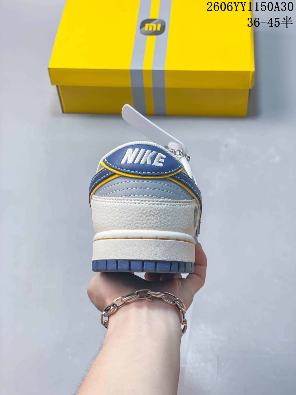 Nike SB Dunk Low Louis Vuitton-Style Sneakers, Grey and Blue