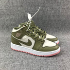 Air Jordan 1 High Sneakers Olive Green White Pink