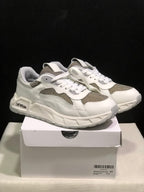 Off-White White and Grey Leather Low-Top Sneakers