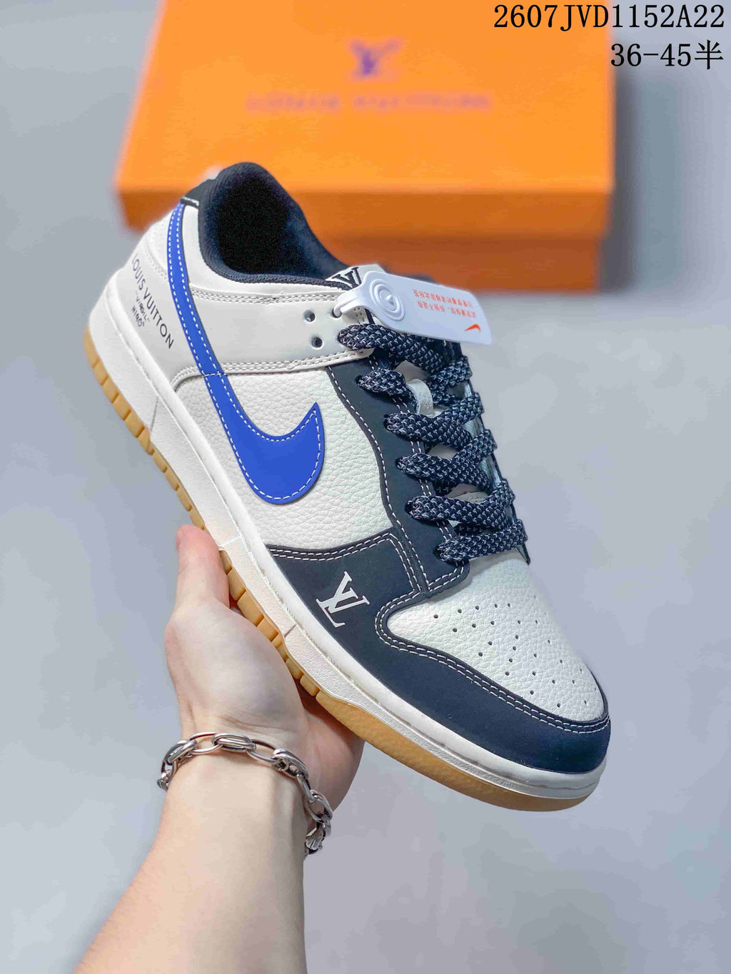 Nike Dunk Low Retro White Blue Black Gum Sneakers 2607JVD1152A22
